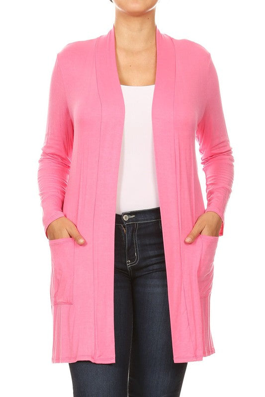 Plus Size Knee Length Duster Cardigan