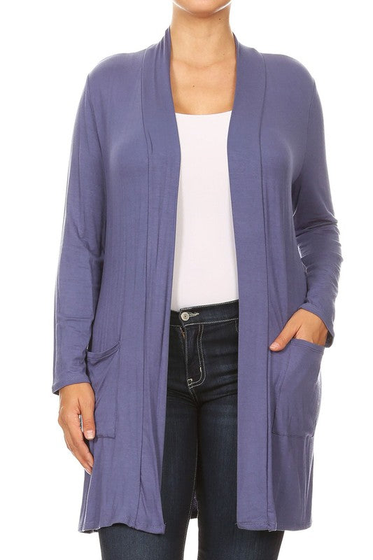 Plus Size Knee Length Duster Cardigan