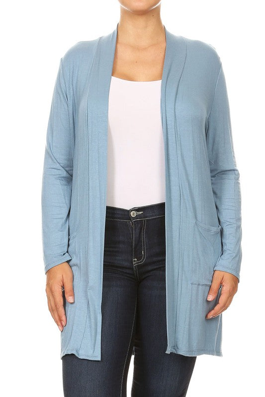 Plus Size Knee Length Duster Cardigan