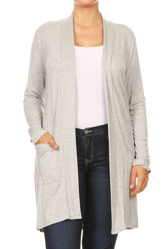 Plus Size Knee Length Duster Cardigan