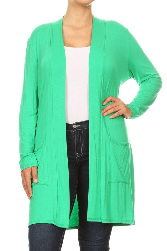 Plus Size Knee Length Duster Cardigan