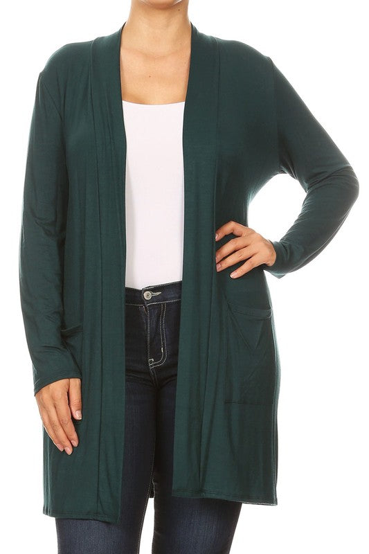 Plus Size Knee Length Duster Cardigan