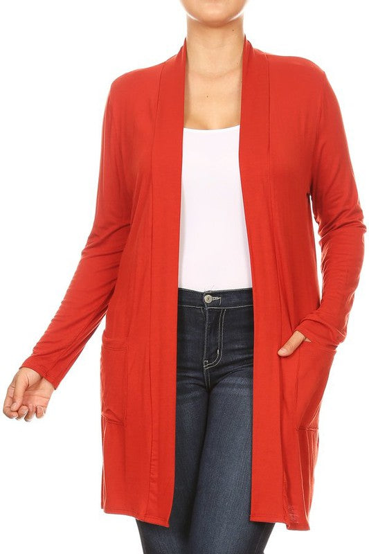 Plus Size Knee Length Duster Cardigan