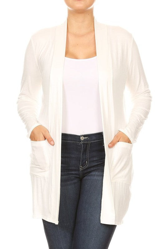 Plus Size Knee Length Duster Cardigan