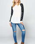 e Luna Polka Dot Solid Mixed Top