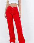 GJG Denim Wide Leg Jean in Red