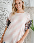 e Luna Striped Woven Floral Ruffle Top