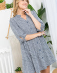 e Luna Dot Button Down Tiered Dress