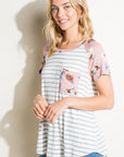 e Luna Striped Floral Mix Pocket Top