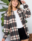 e Luna PLUS Fuzzy Plaid Button Down Shacket