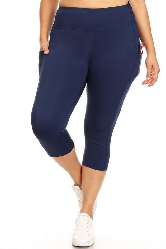 Yelete High Waist Tech Pocket Workout Capri Leggings