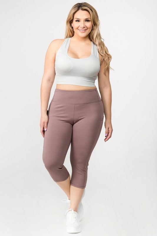 Yelete High Waist Tech Pocket Workout Capri Leggings