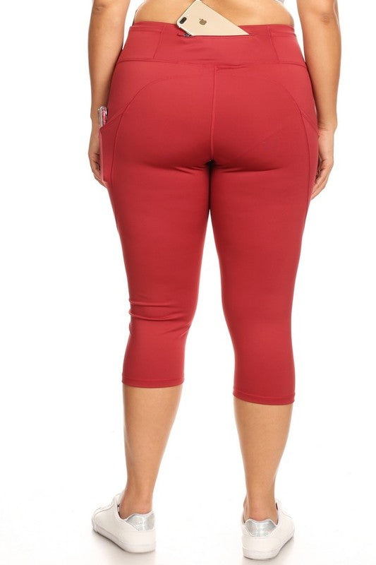 Yelete High Waist Tech Pocket Workout Capri Leggings