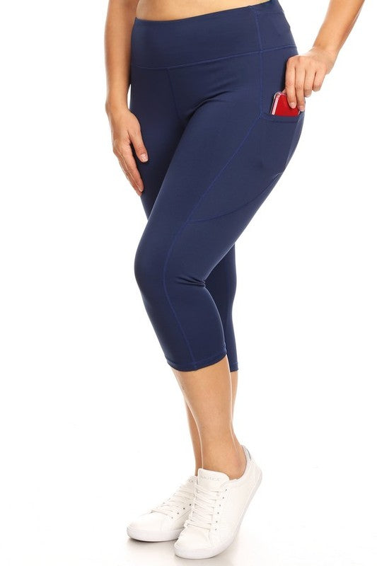 Yelete High Waist Tech Pocket Workout Capri Leggings