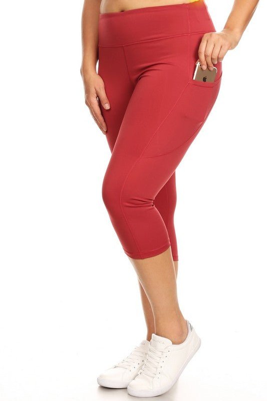Yelete High Waist Tech Pocket Workout Capri Leggings