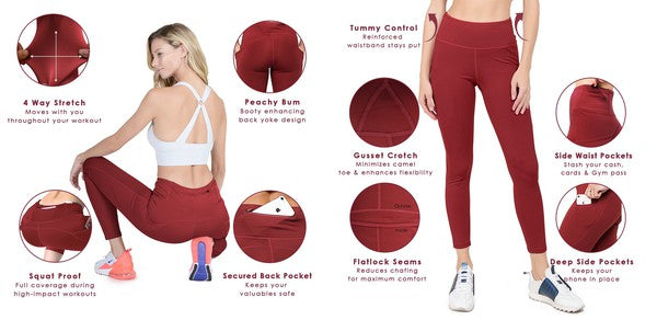 Yelete High Waist Tech Pocket Workout Capri Leggings