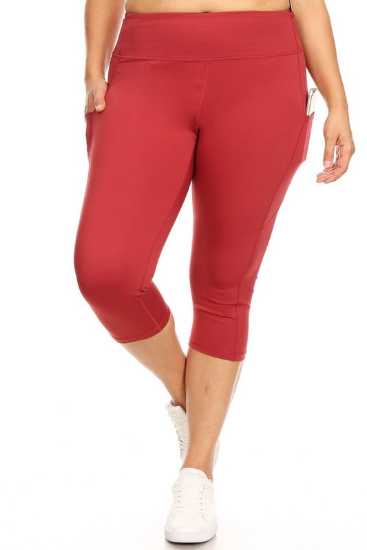 Yelete High Waist Tech Pocket Workout Capri Leggings