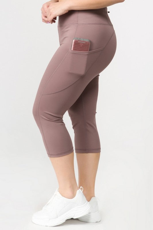 Yelete High Waist Tech Pocket Workout Capri Leggings