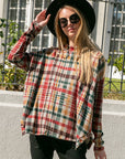 e Luna Plaid Mock Neck Boxy Top