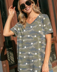 e Luna Camo Star Print Tunic Top