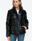 YMI Pocketed Zip Up Turtleneck Puffer Jacket