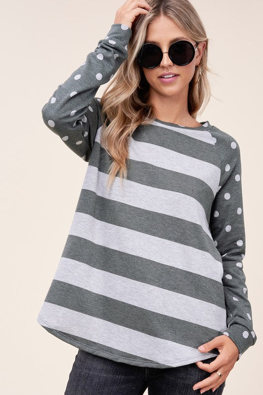 e Luna PLUS Striped Mixed Sweatshirt