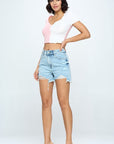 High Rise Ripped Denim Shorts - Online Only - My Pampered Life Seattle