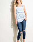 e Luna Striped Solid Mix Tank Top