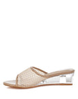 Tempra Mesh Clear Heel Wedge Sandals