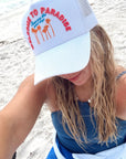 Welcome to Paradise - White Vintage Trucker Hat - My Pampered Life Seattle