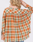 SAGE + FIG Side Slit Plaid Button Down Long Sleeve Shirt