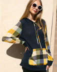 e Luna PLUS Plaid Mixed Hoodie Sweatshirt