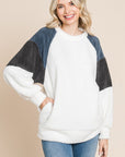 Culture Code Color Block Faux Fur Raglan Sleeve Sweatshirt