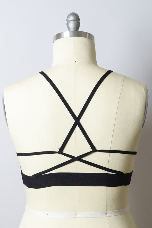 Leto Accessories Plus Size Mesh Print High Neck Bralette