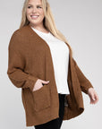 Eesome Plus Size Ribbed Knit Open Front Cardigan