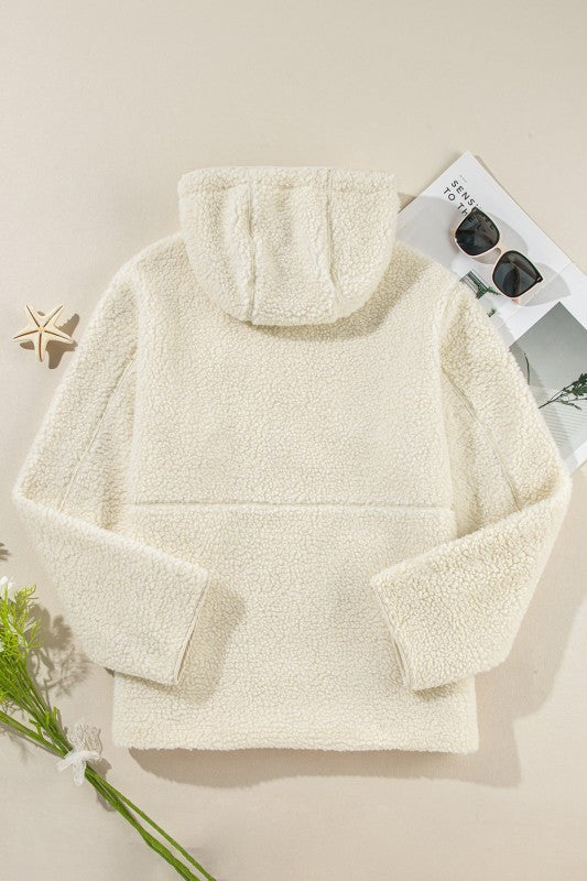 Fleece Zip-Up Drawstring Pocketed Hooded Jacket