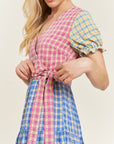 COLORBLOCK GINGHAM DRESS