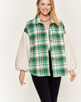 Jade By Jane Multi Plaid Fuzzy Sleeve Jacket