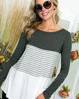 e Luna PLUS Solid Striped Colorblock Top