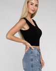 Zenana Ribbed Scoop Neck Cropped Sleeveless Top