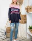 e Luna Solid Striped Mix Colorblock Top