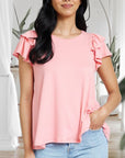 Spring Double Ruffle Sleeve Top