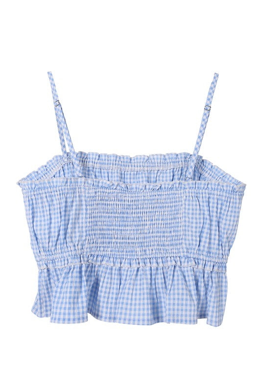 Lilou Blue Gingham Tank Top