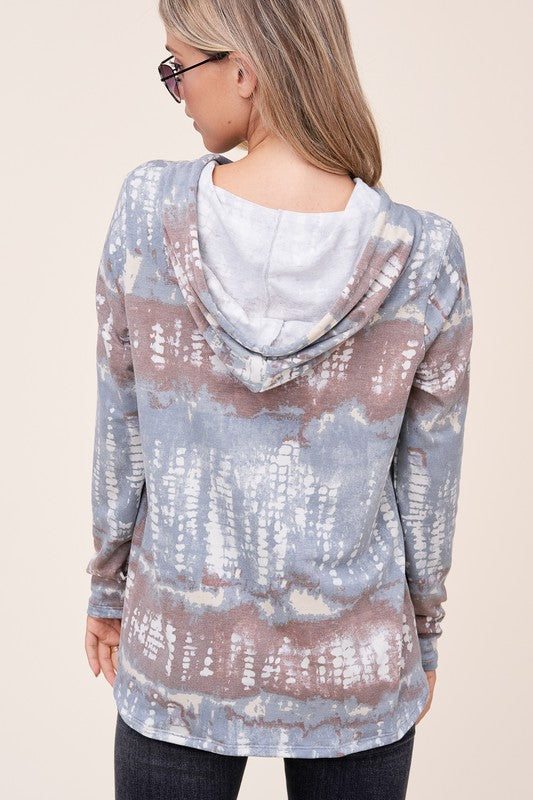 e Luna Terry Tie Dye Long Hoodie PLUS Top