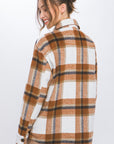 Love Tree Plaid Button Up Shacket