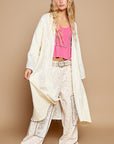 POL Flower Lace Trim Open Front Longline Cardigan