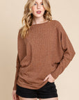 BOMBOM Drop Shoulder Long Sleeve Knit Top