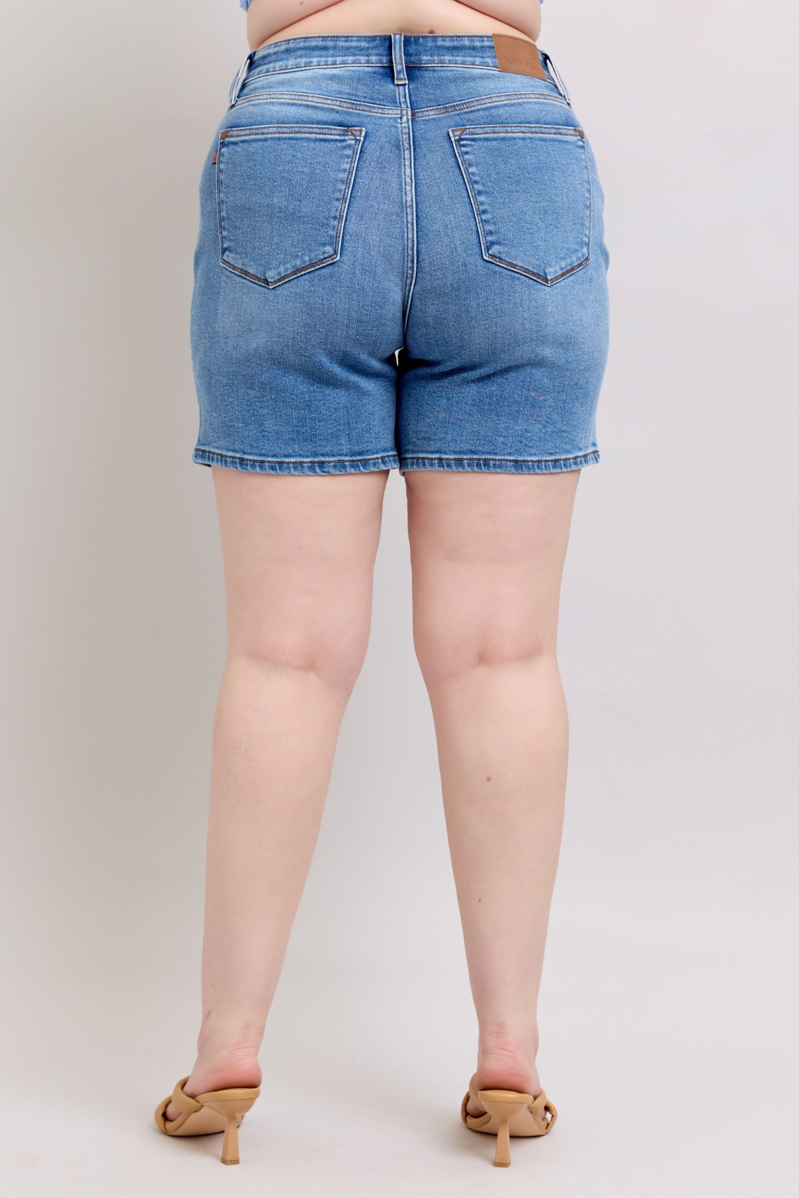 Judy Blue Full Size 2 Button Denim Shorts with Pockets Plus Size