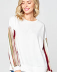 e Luna Multi Striped Solid Sweatshirt