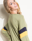 e Luna Color Block Front Tie Boxy Top